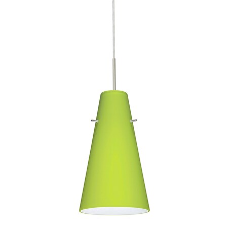 Besa Lighting Cierro Cord Pendant, Chartreuse, Satin Nickel Finish, 1x9W LED 1JT-412435-LED-SN